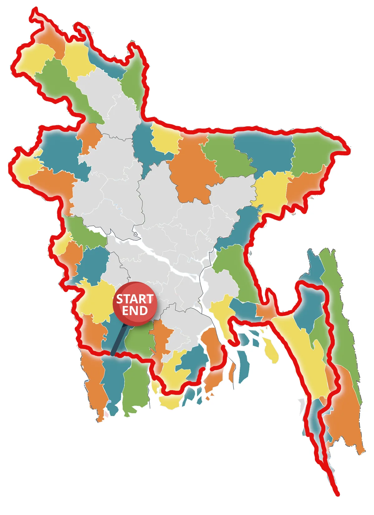 বাংলাদেশের চারপাশে এক্সপেডিশন বঙ্গচক্রের প্রস্তাবিত রুট